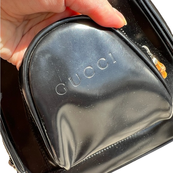 EUC GUCCI CROSSBODY NO CORNER RUBERS BAMBOO ZIPPER CLOSURE DETAIL 8.5x9.5 - Picture 2 of 10